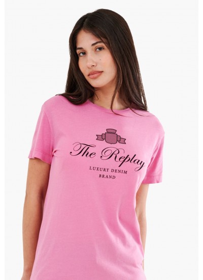 Women T-Shirts - Tops Light.Cotton Pink Cotton Replay