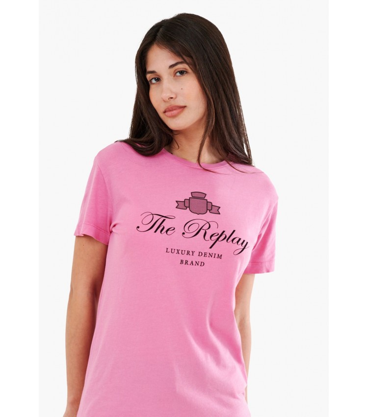 Women T-Shirts - Tops Light.Cotton Pink Cotton Replay