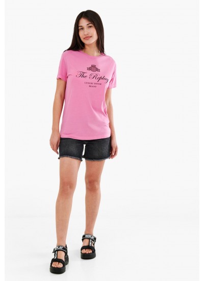 Women T-Shirts - Tops Light.Cotton Pink Cotton Replay