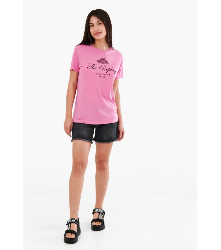 Women T-Shirts - Tops Light.Cotton Pink Cotton Replay