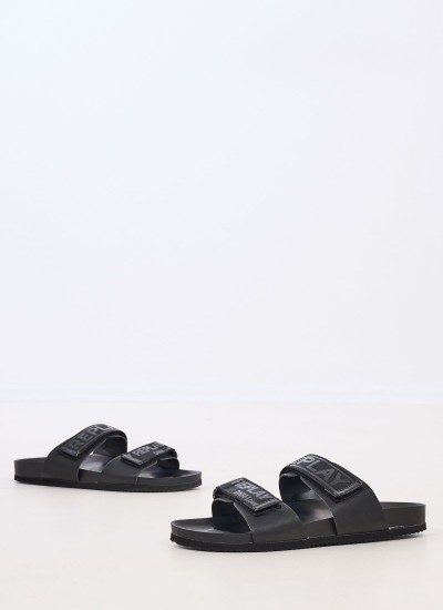 Men Flip Flops & Sandals Ulisse.Tape Black Eco-Leather Replay