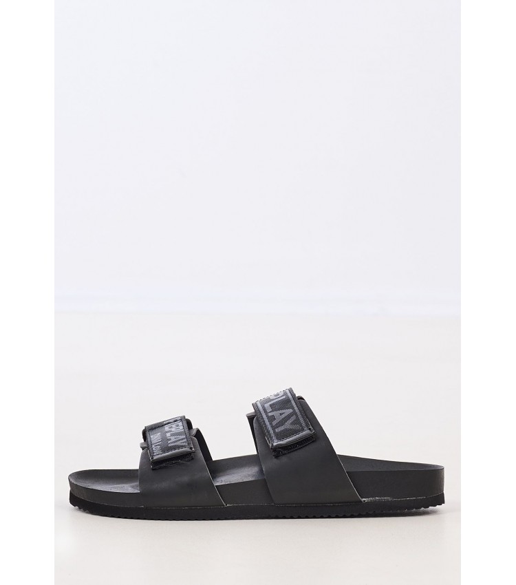 Men Flip Flops & Sandals Ulisse.Tape Black Eco-Leather Replay