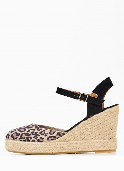 Women Platforms High Sofia Leopard Leather Verbenas