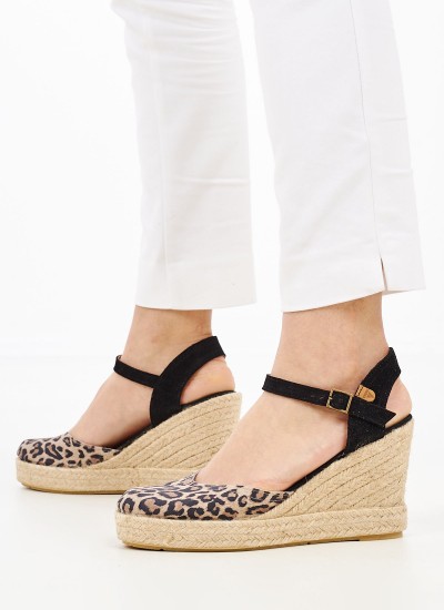 Women Platforms High Sofia Leopard Leather Verbenas