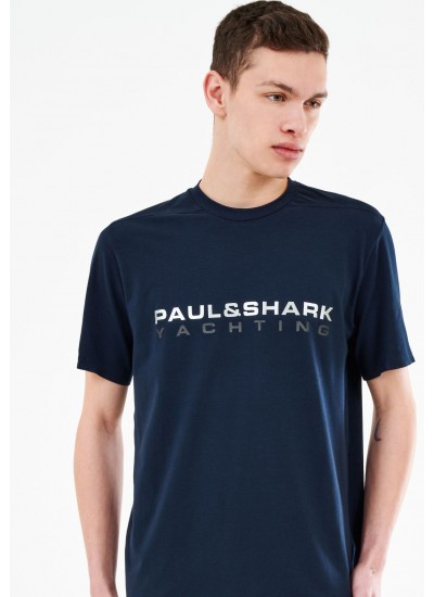 Ανδρικές Μπλούζες Reflective.Logo Σκούρο Μπλε Βαμβάκι Paul & Shark