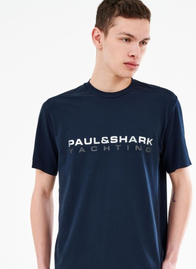 Ανδρικές Μπλούζες Reflective.Logo Σκούρο Μπλε Βαμβάκι Paul & Shark