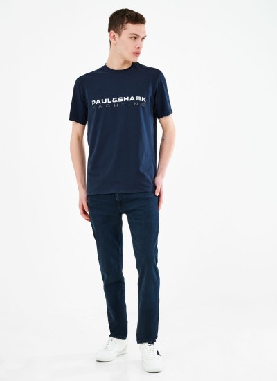 Ανδρικές Μπλούζες Reflective.Logo Σκούρο Μπλε Βαμβάκι Paul & Shark