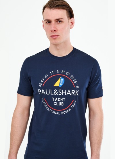 Ανδρικές Μπλούζες Yacht.Club Σκούρο Μπλε Βαμβάκι Paul & Shark