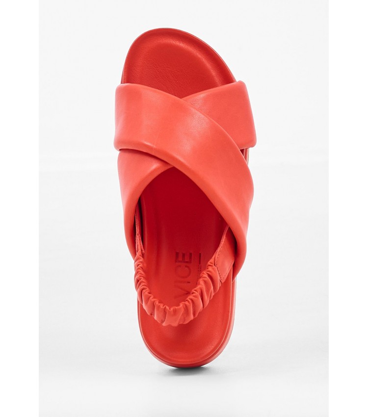 Women Platforms Low 75111 Red Leather Vice