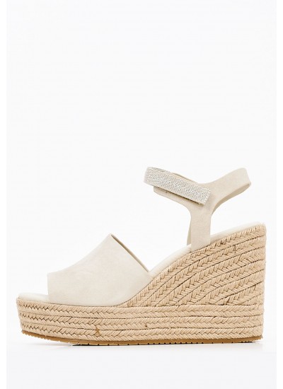 Women Platforms High Wedge.Ankle Beige Suede Leather Calvin Klein