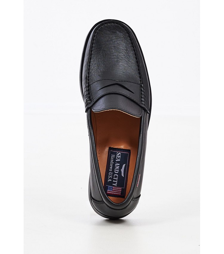 Men Moccasins 347300 Black Leather Sea and City