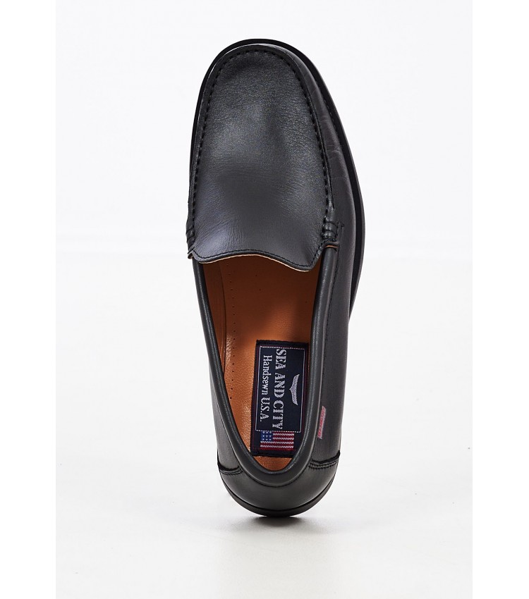 Men Moccasins 347301 Black Leather Sea and City