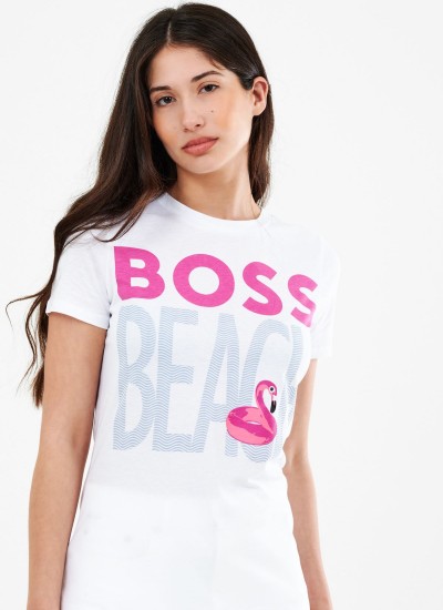 Γυναικείες Μπλούζες - Τοπ C.Ediary Άσπρο Βαμβάκι Boss