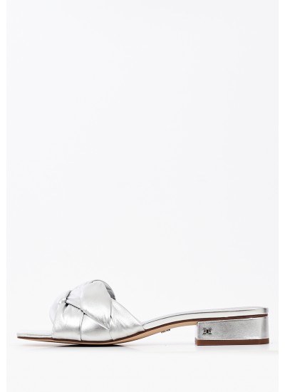 Γυναικεία Mules Zania.Strip Ασημί Δέρμα Carmens
