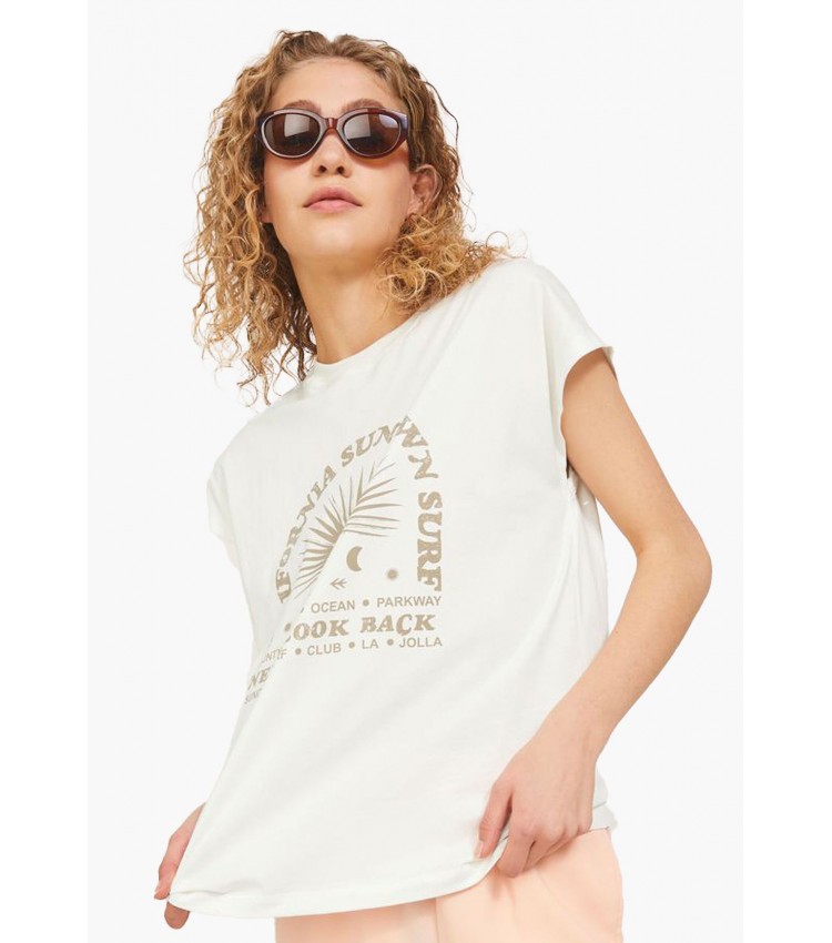 Women T-Shirts - Tops Astrid.Print White Cotton Jack & Jones