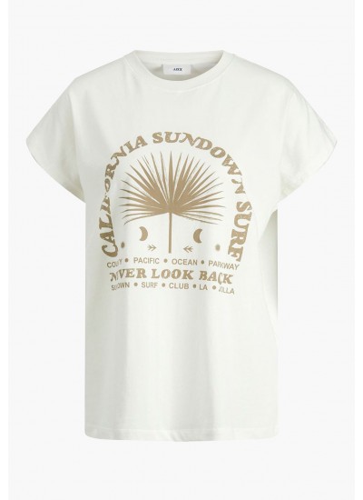 Women T-Shirts - Tops Astrid.Print White Cotton Jack & Jones