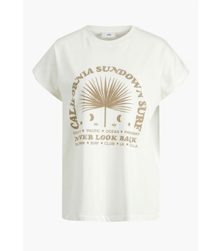 Women T-Shirts - Tops Astrid.Print White Cotton Jack & Jones