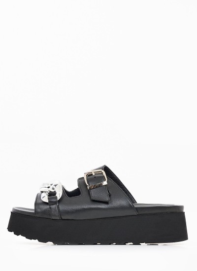 Women Sandals Slash Black Leather Cult