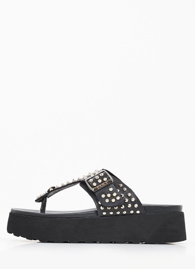 Women Sandals Slash Black Leather Cult