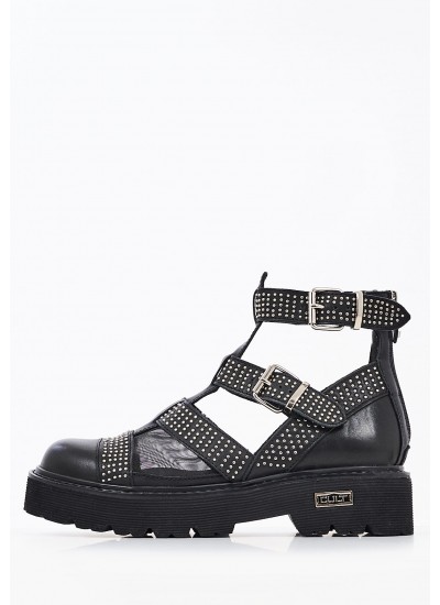 Women Sandals Slash Black Leather Cult