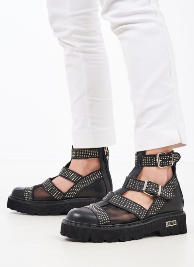 Women Sandals Slash Black Leather Cult