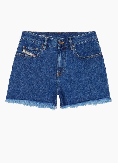 Women Skirts - Shorts Cut.Off Blue Cotton Superdry