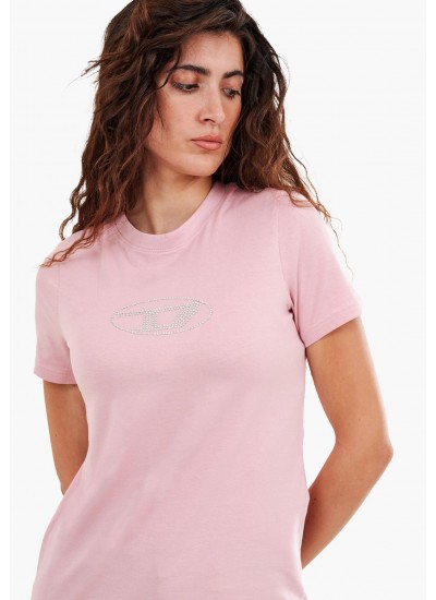 Women T-Shirts - Tops Reg.Hs1 Pink Cotton Diesel