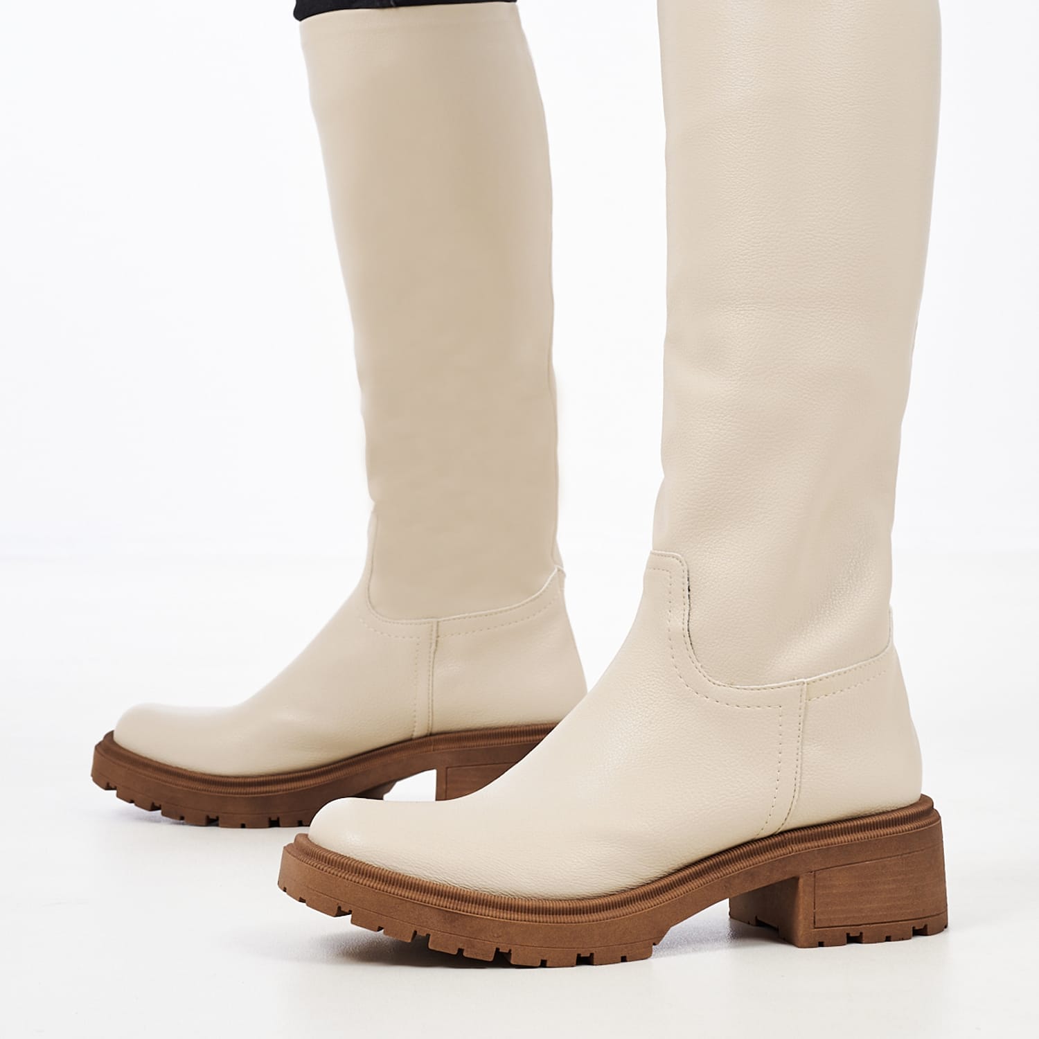 Γυναικείες Μπότες 550 Μπεζ ECOleather Mortoglou