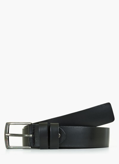 Men Belts 1704 Black Leather Mortoglou