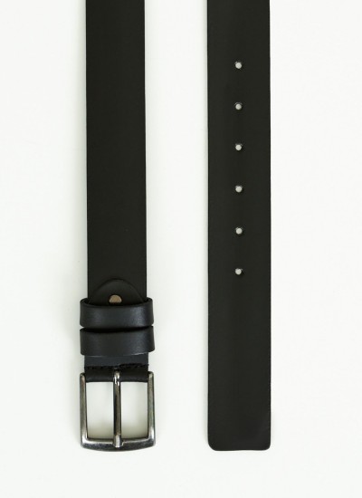 Men Belts 1704 Black Leather Mortoglou