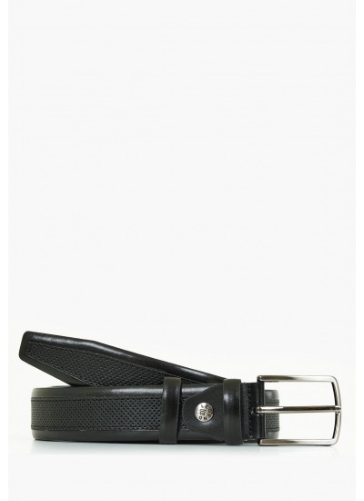 Men Belts L1736 Black Leather Mortoglou