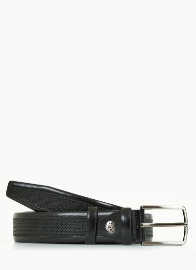 Men Belts L1736 Black Leather Mortoglou