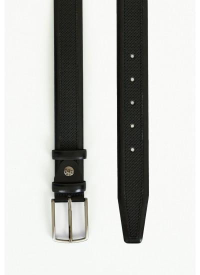 Men Belts L1736 Black Leather Mortoglou