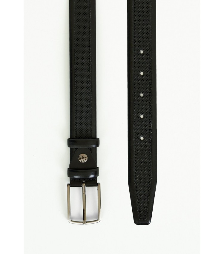 Men Belts L1736 Black Leather Mortoglou