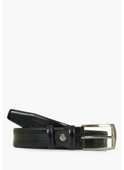 Men Belts L1740 Black Leather Mortoglou