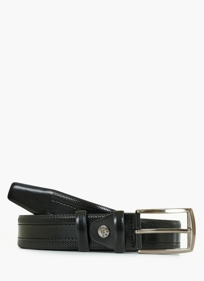 Men Belts 1704 Black Leather Mortoglou