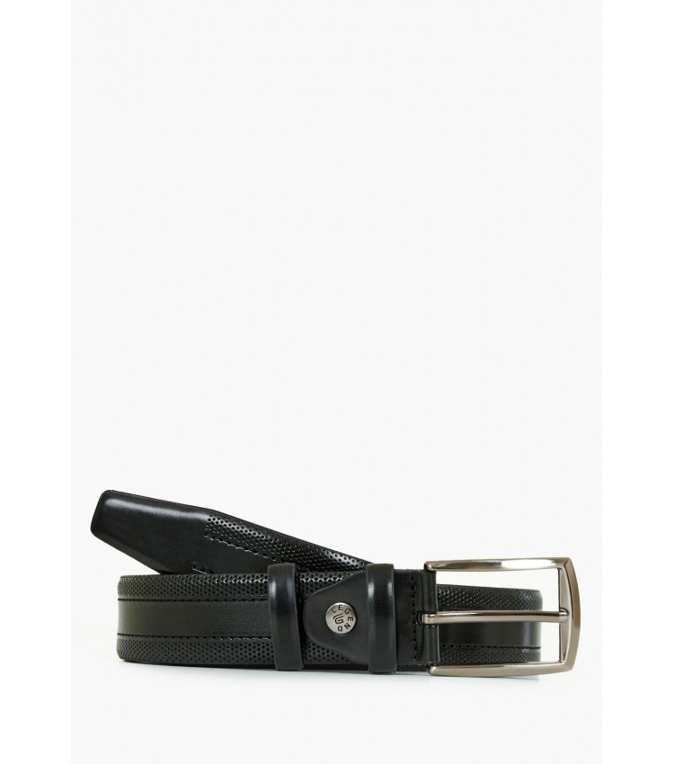 Men Belts L1740 Black Leather Mortoglou