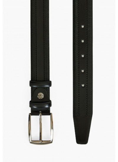 Men Belts L1740 Black Leather Mortoglou