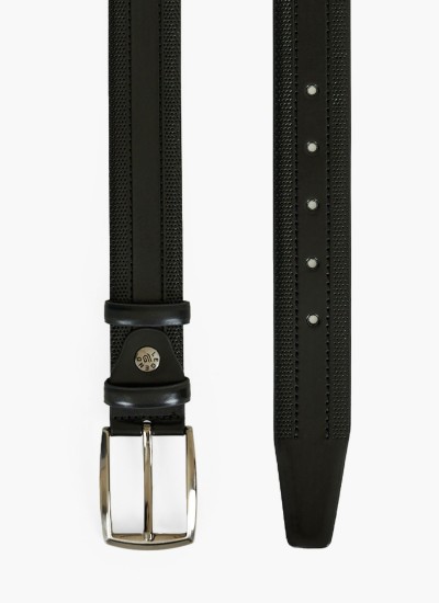 Men Belts 1704 Black Leather Mortoglou