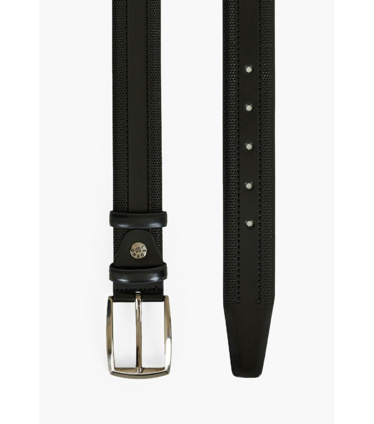 Men Belts L1740 Black Leather Mortoglou