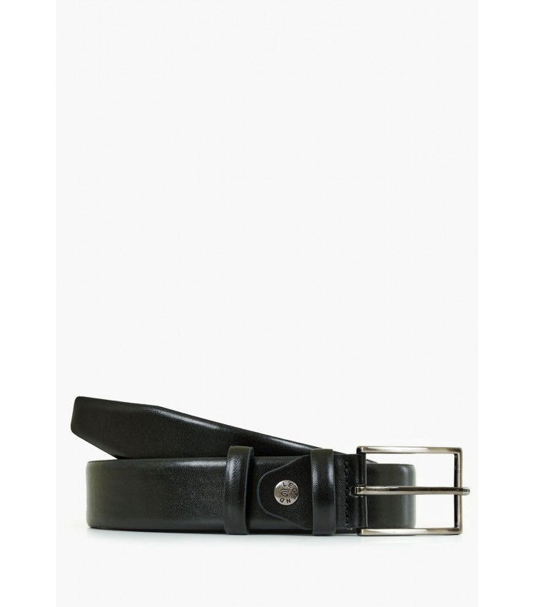 Men Belts L2007 Black Leather Mortoglou