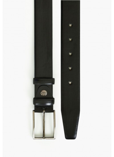Men Belts L2007 Black Leather Mortoglou