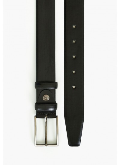 Men Belts L2030 Black Leather Mortoglou