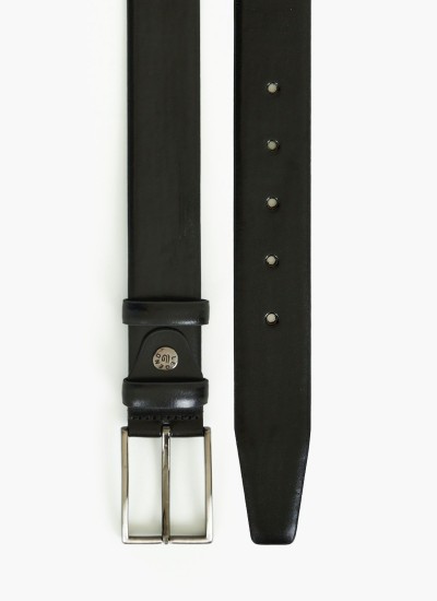 Men Belts 1704 Black Leather Mortoglou