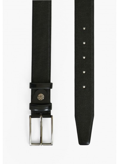 Men Belts L2030 Black Leather Mortoglou