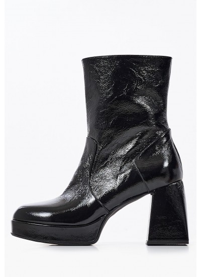 Women Boots S604 Black Patent Leather Mortoglou