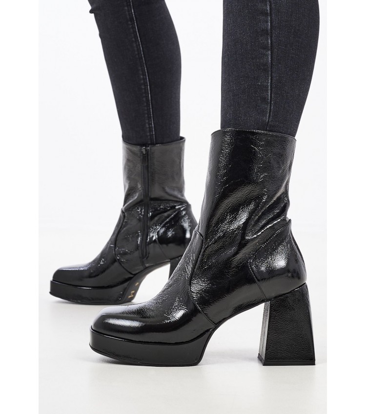 Women Boots S604 Black Patent Leather Mortoglou