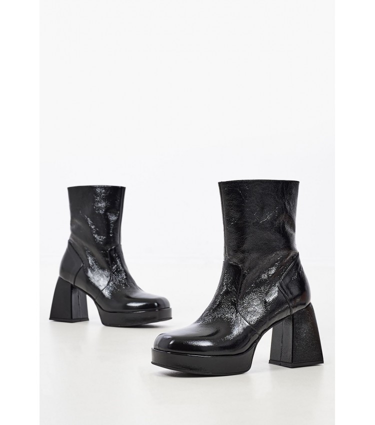 Women Boots S604 Black Patent Leather Mortoglou