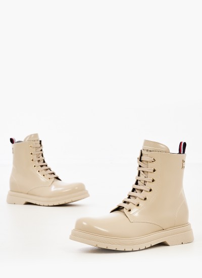 Παιδικά Μποτάκια Bootie.Lace Μπεζ ECOleather Tommy Hilfiger