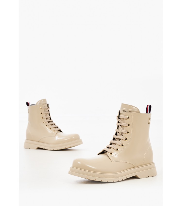 Kids Boots Bootie.Lace Beige ECOleather Tommy Hilfiger